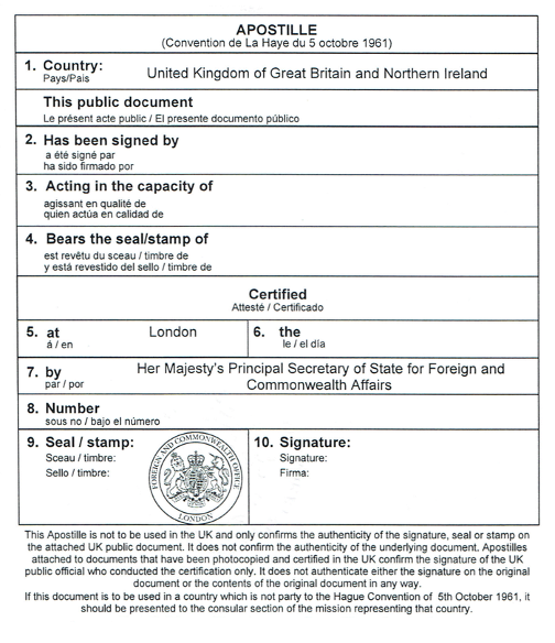 Apostille Certificate